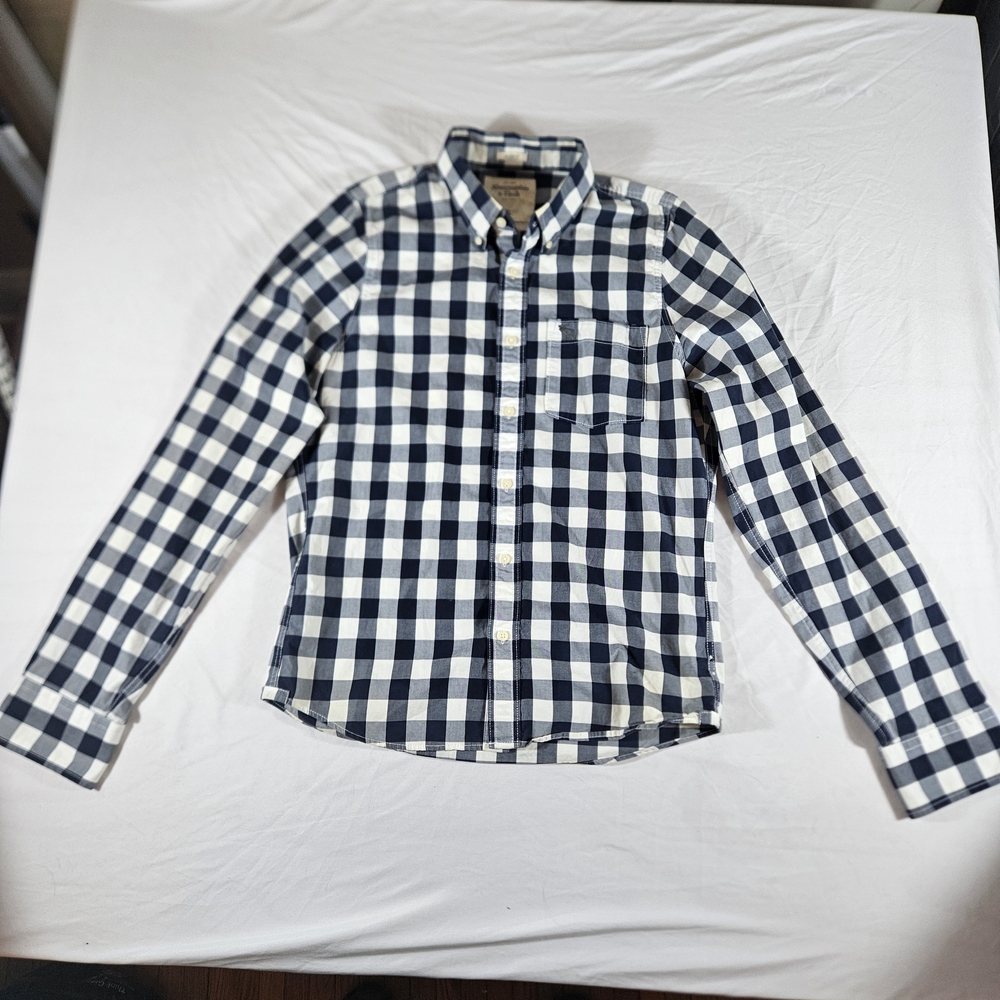 Abercrombie & Fitch Navy and White Plaid Shirt